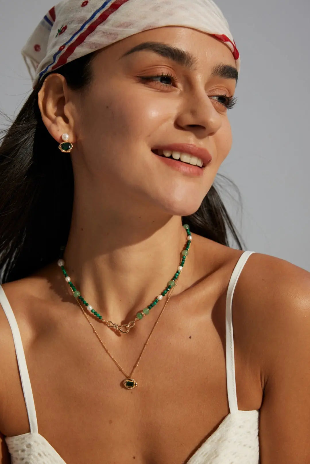 S925 Silver Green Aventurine Natural Malachite Pearl Necklace Secret Realm