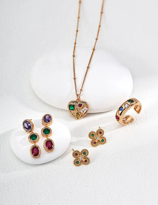 S925 Silver Retro Design Zircon Heart Pendant Secret Realm