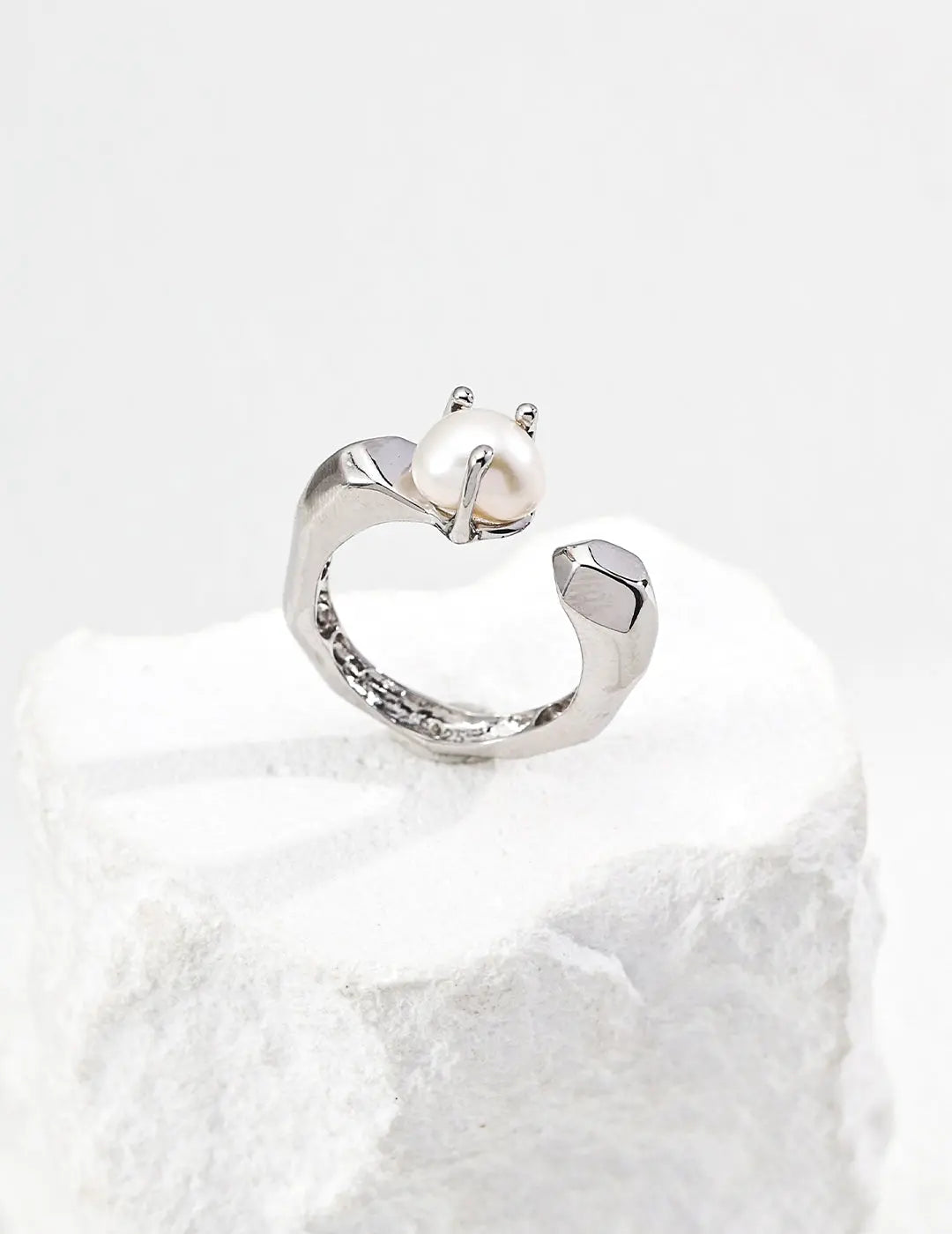 S925 Silver Simple Natural Pearl Ring Secret Realm