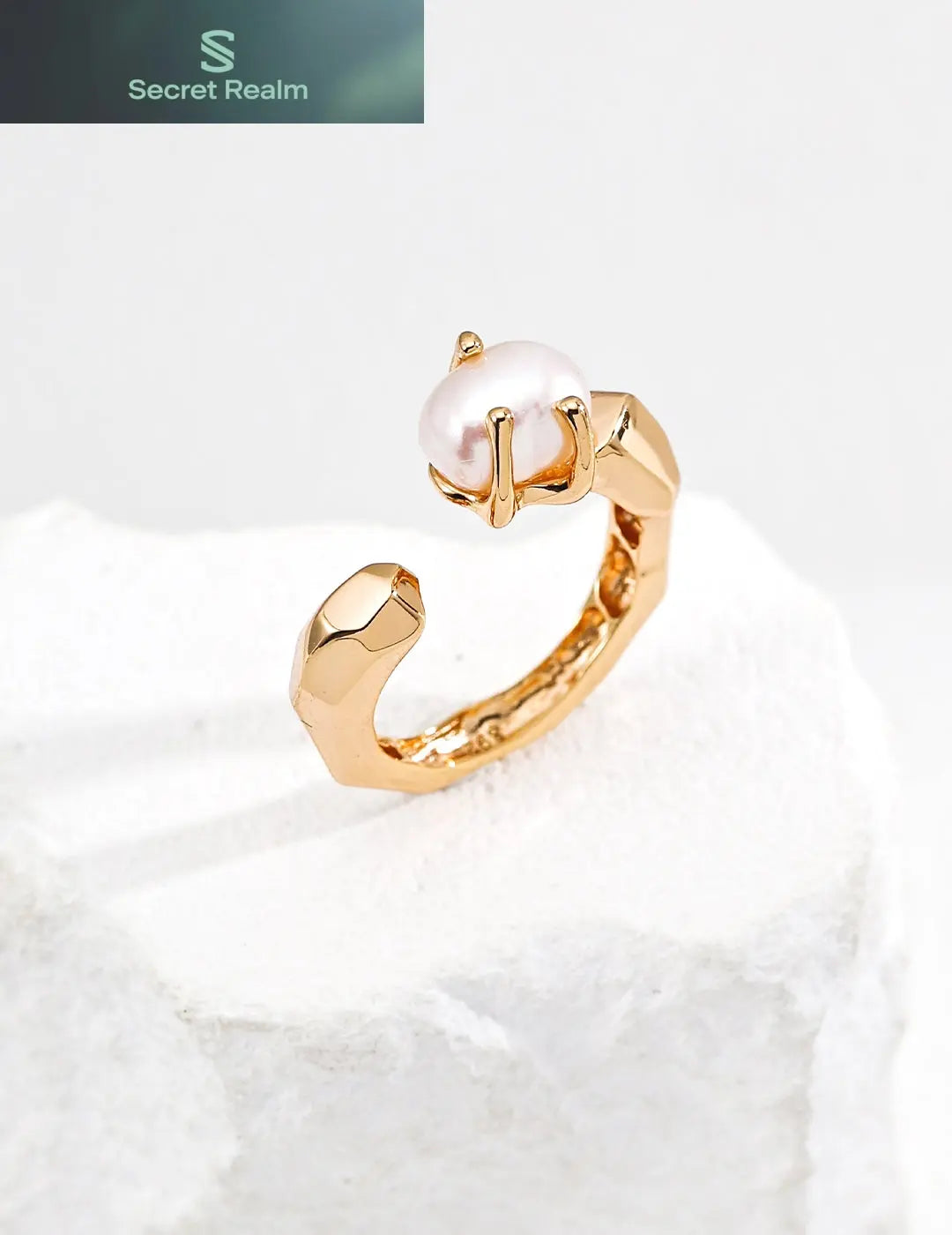 S925 Silver Simple Natural Pearl Ring Secret Realm