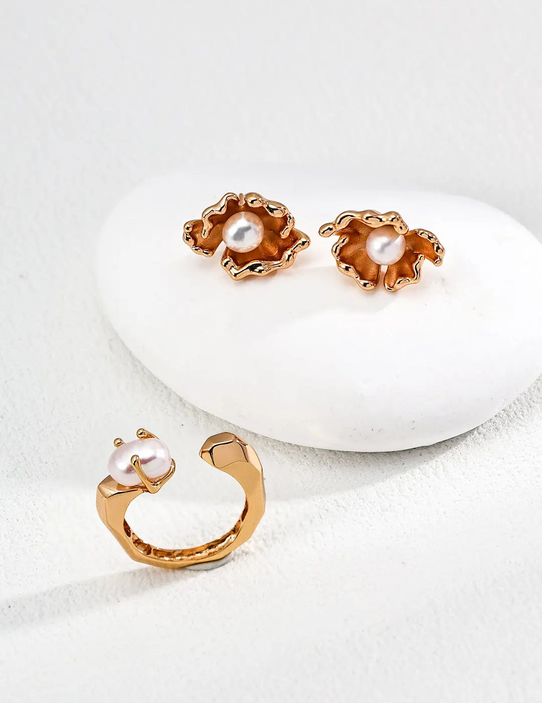 S925 Silver Simple Natural Pearl Ring Secret Realm