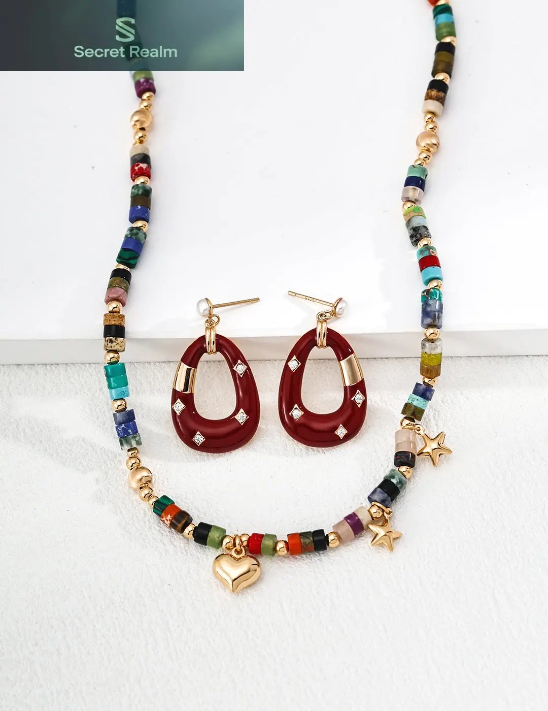 S925 silver earrings, red glaze earrings, zircon earrings, irregular earrings, vintage earrings, personalized earrings, fashionable and versatile silver jewelry, silver jewelry for women, colorful beaded necklaces with matching earrings