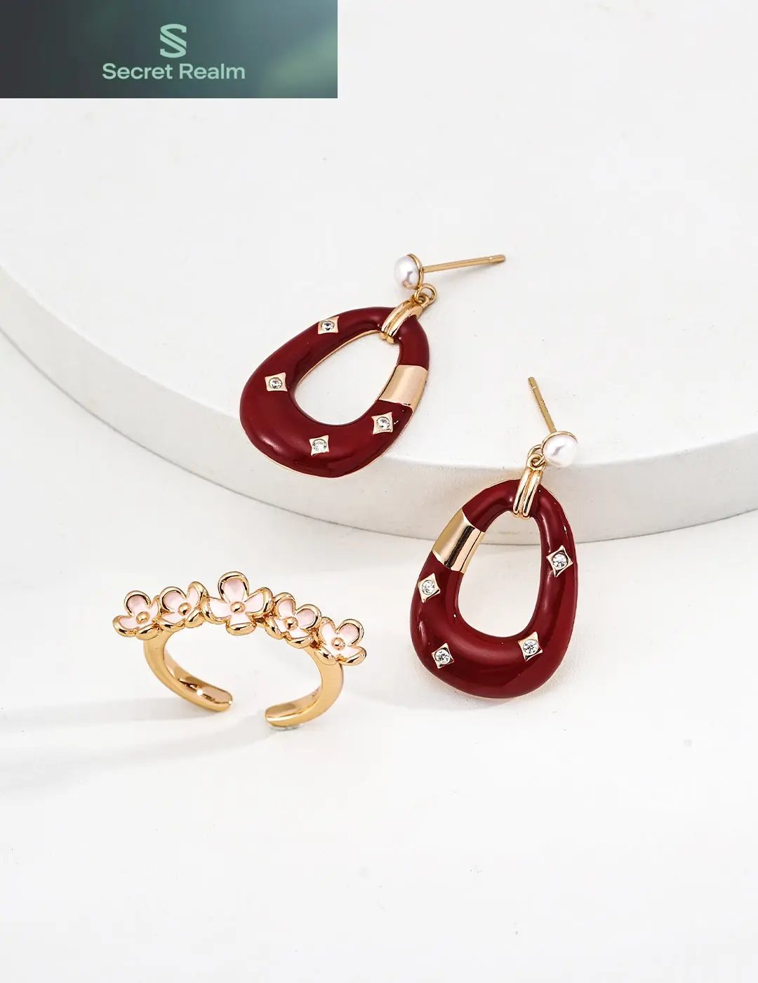 S925 silver earrings, red glaze earrings, zircon earrings, irregular earrings, vintage earrings, personalized earrings, fashionable and versatile silver jewelry, silver jewelry for women, colorful beaded necklaces with matching earrings