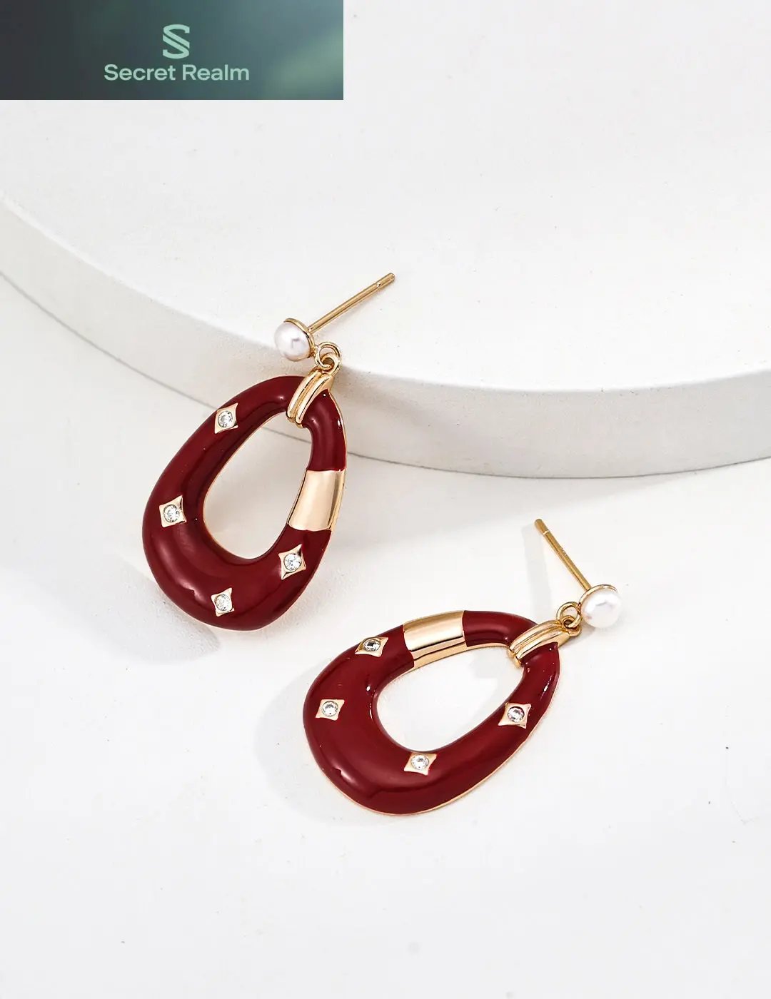 S925 silver earrings, red glaze earrings, zircon earrings, irregular earrings, vintage earrings, personalized earrings, fashionable and versatile silver jewelry, silver jewelry for women, colorful beaded necklaces with matching earrings