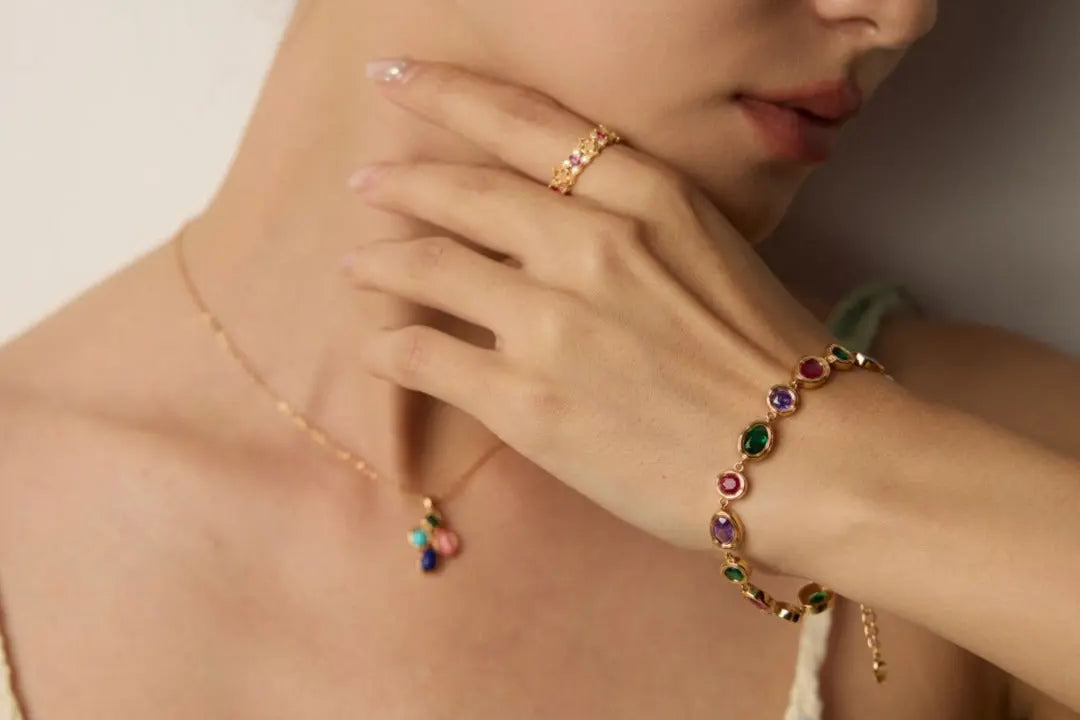 S925 silver fashionable colorful zircon earrings Secret Realm