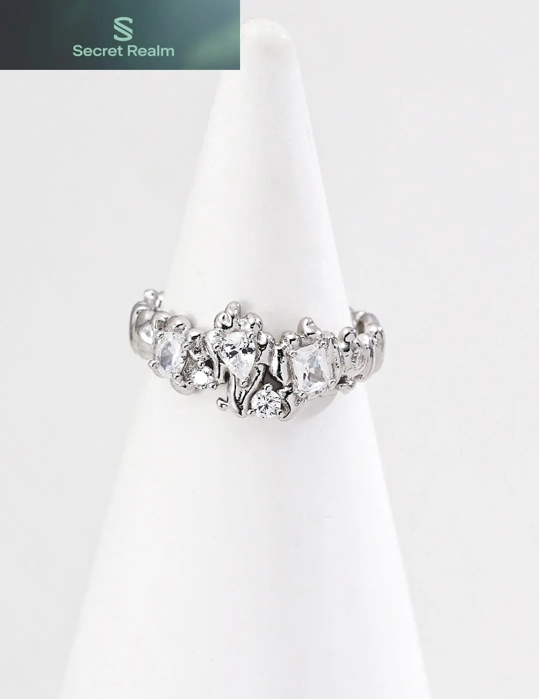 S925 silver irregular diamond open ring niche design light luxury high-end ring for women Secret Realm