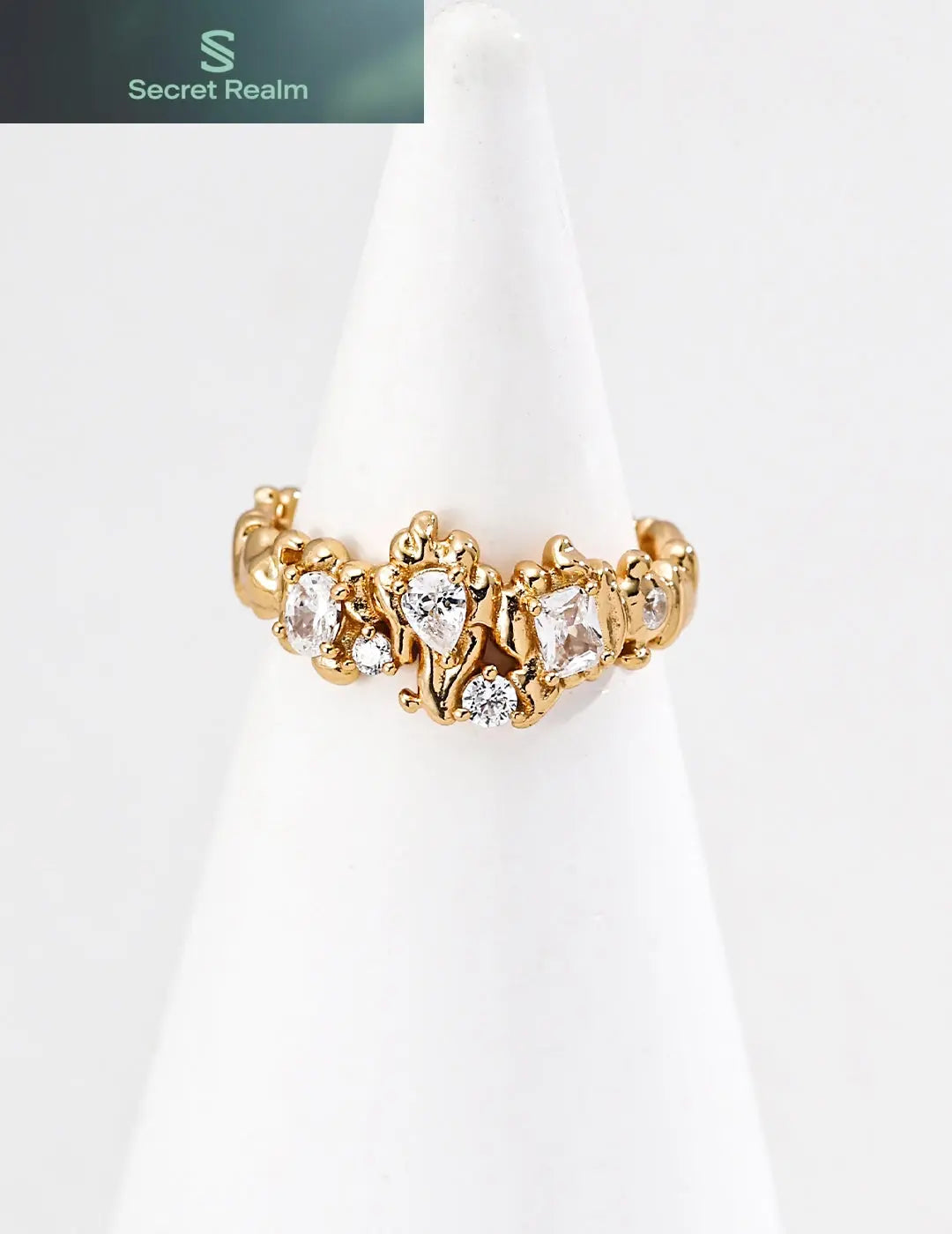 S925 silver irregular diamond open ring niche design light luxury high-end ring for women Secret Realm