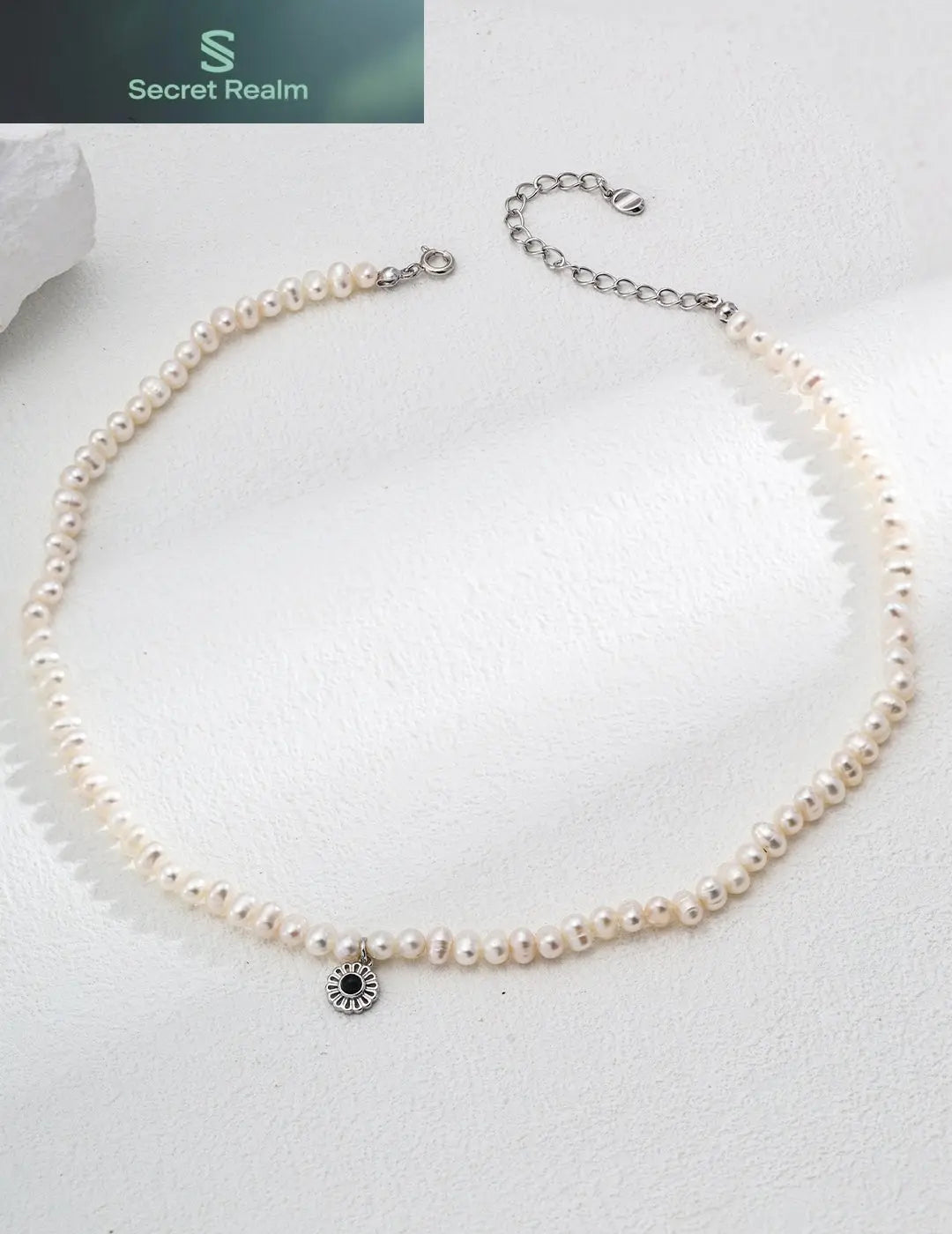 S925 silver natural pearl red black agate necklace Secret Realm