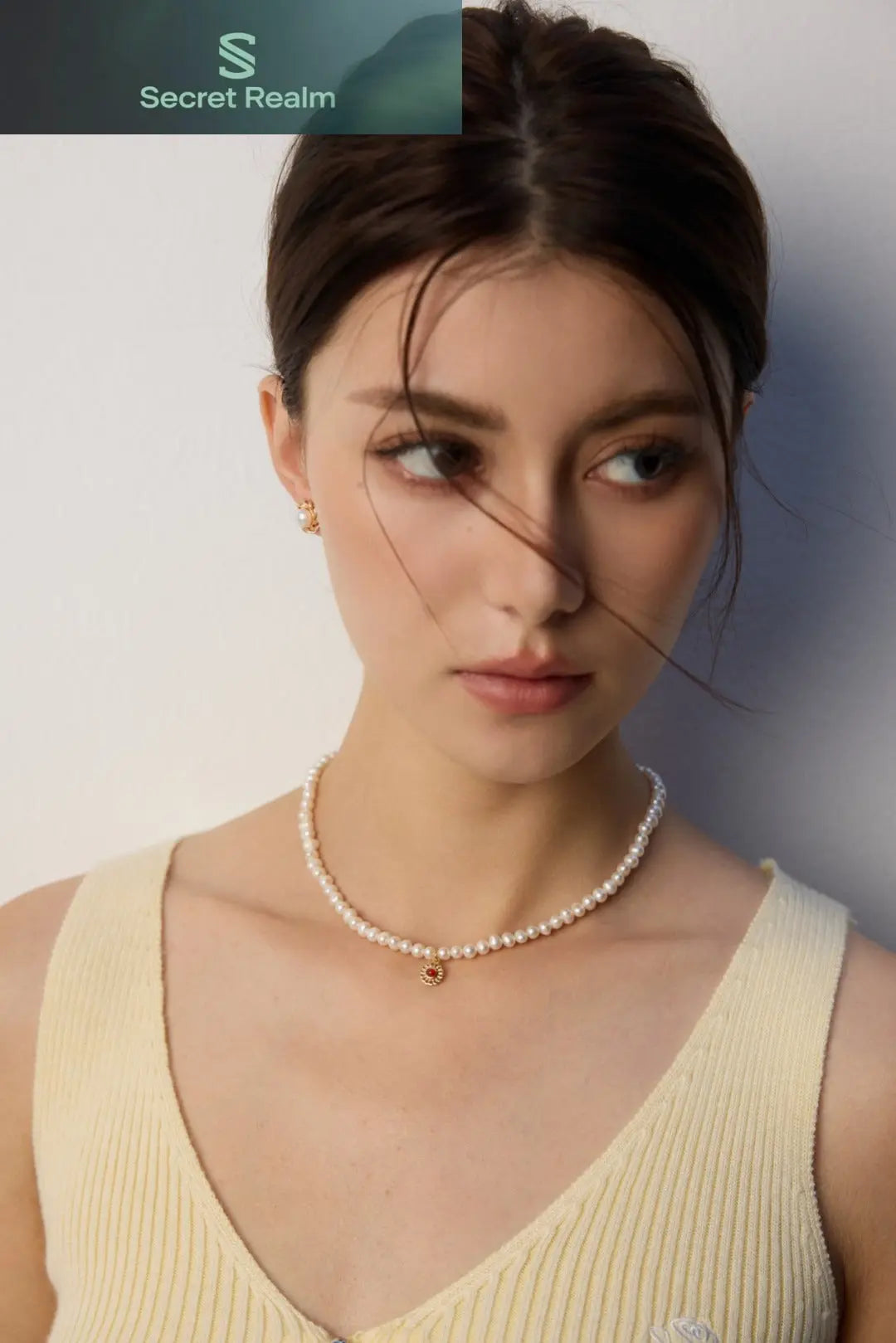 S925 silver natural pearl red black agate necklace Secret Realm