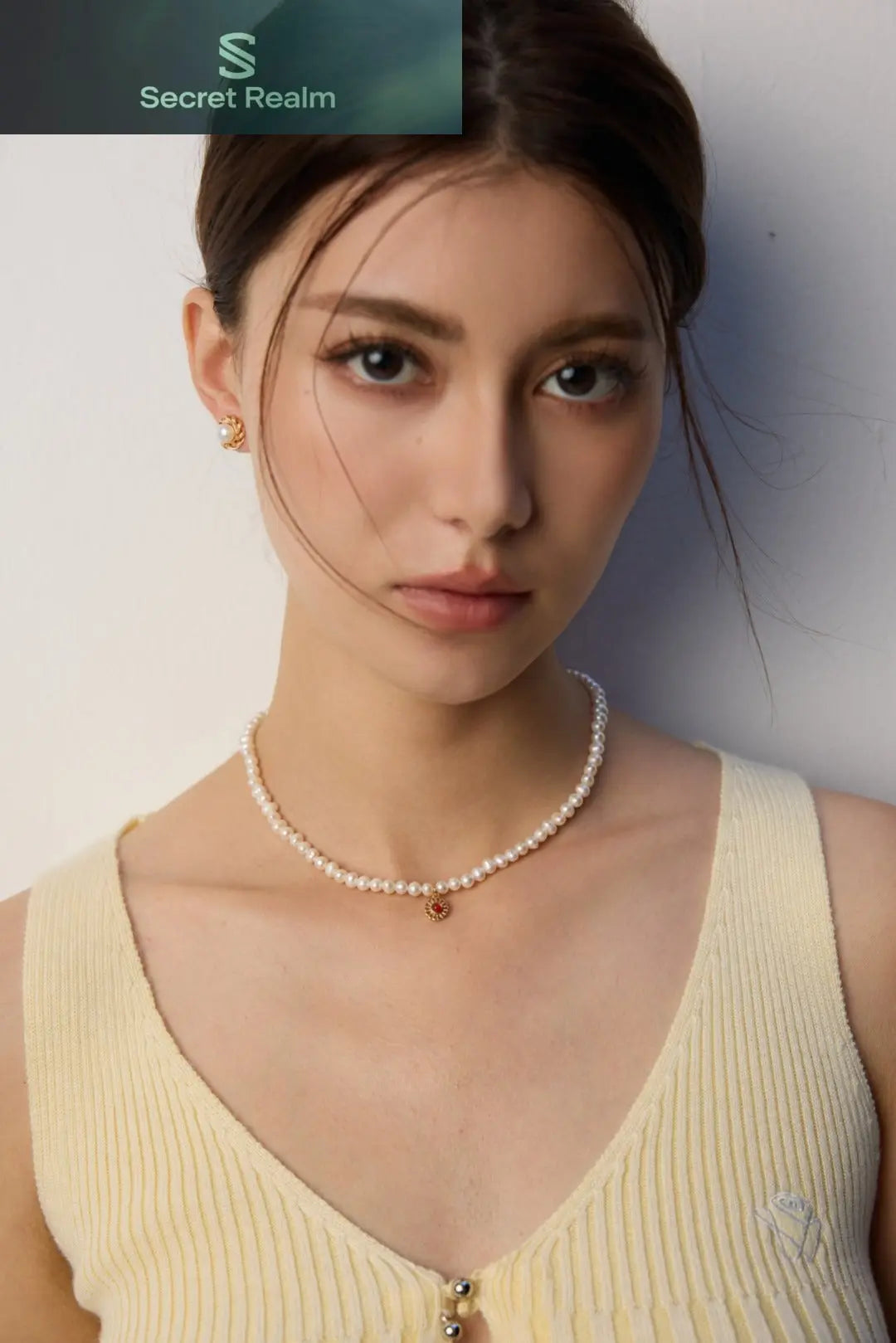 S925 silver natural pearl red black agate necklace Secret Realm