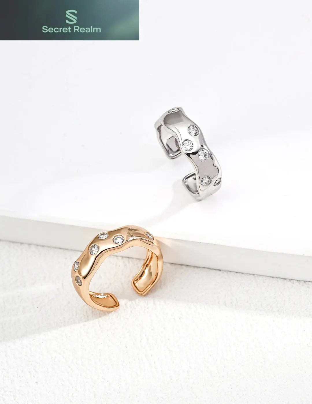 S925 silver simple zircon ring Secret Realm