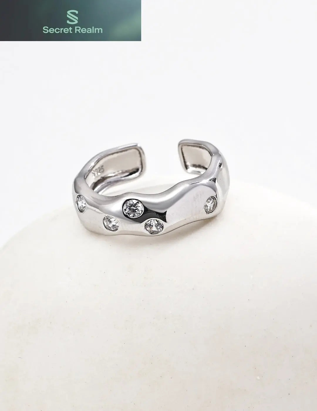 S925 silver simple zircon ring Secret Realm