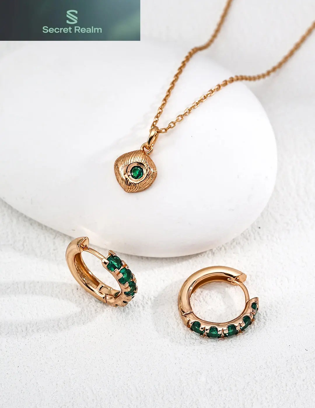 S925 silver vintage frosted green zircon pendant necklace Secret Realm