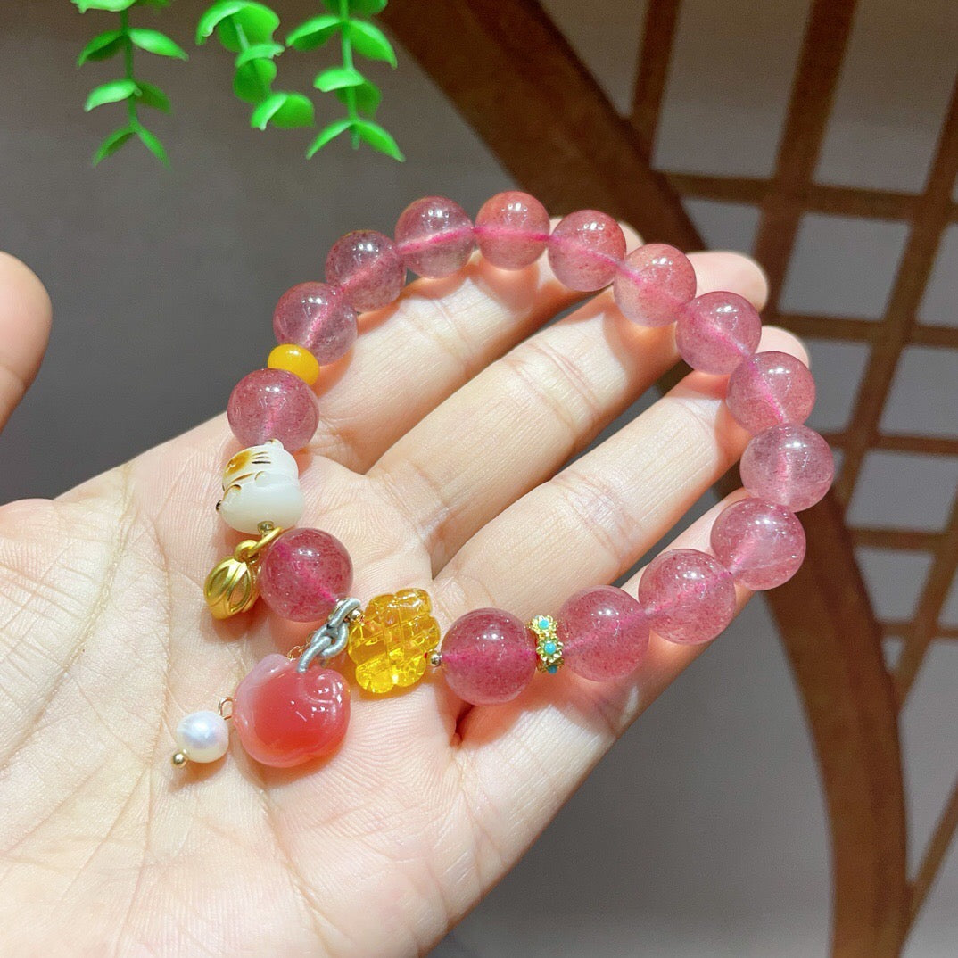 Natural Strawberry Quartz Bracelet (Featured Series)