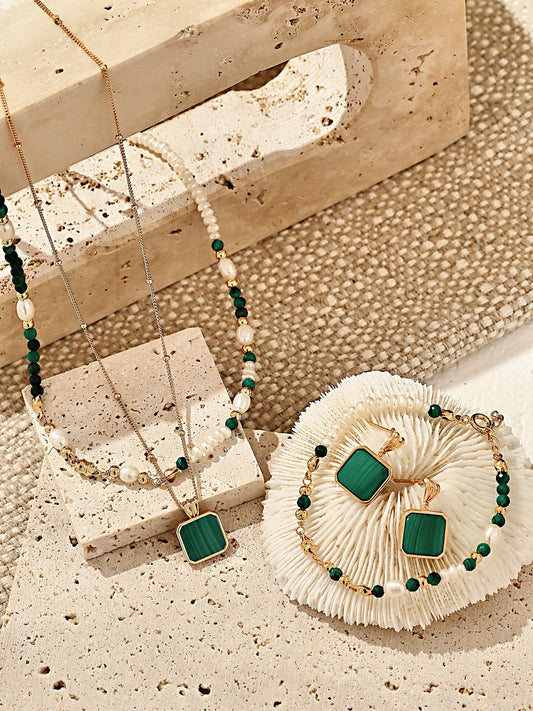 Sterling silver malachite earrings