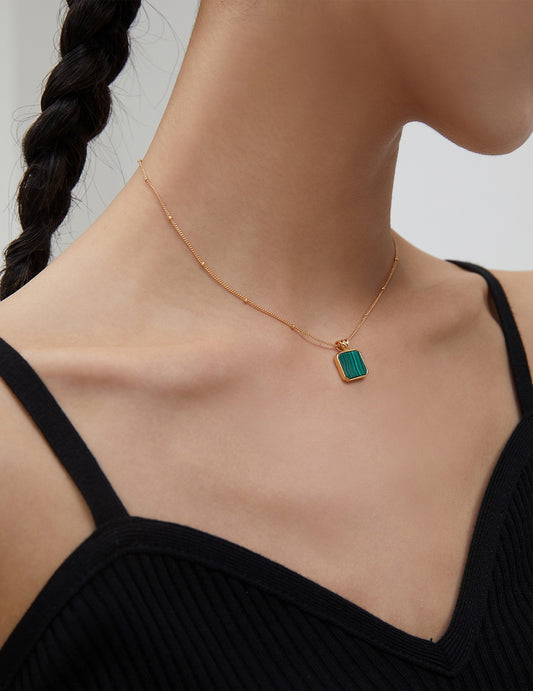 Sterling Silver Malachite Necklace