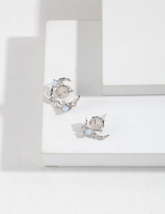 Moonlight Collection Sterling Silver Asymmetrical Earrings