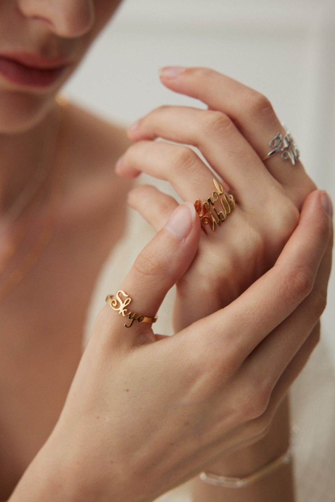 925 silver letter customized ring (packaging not included!!)