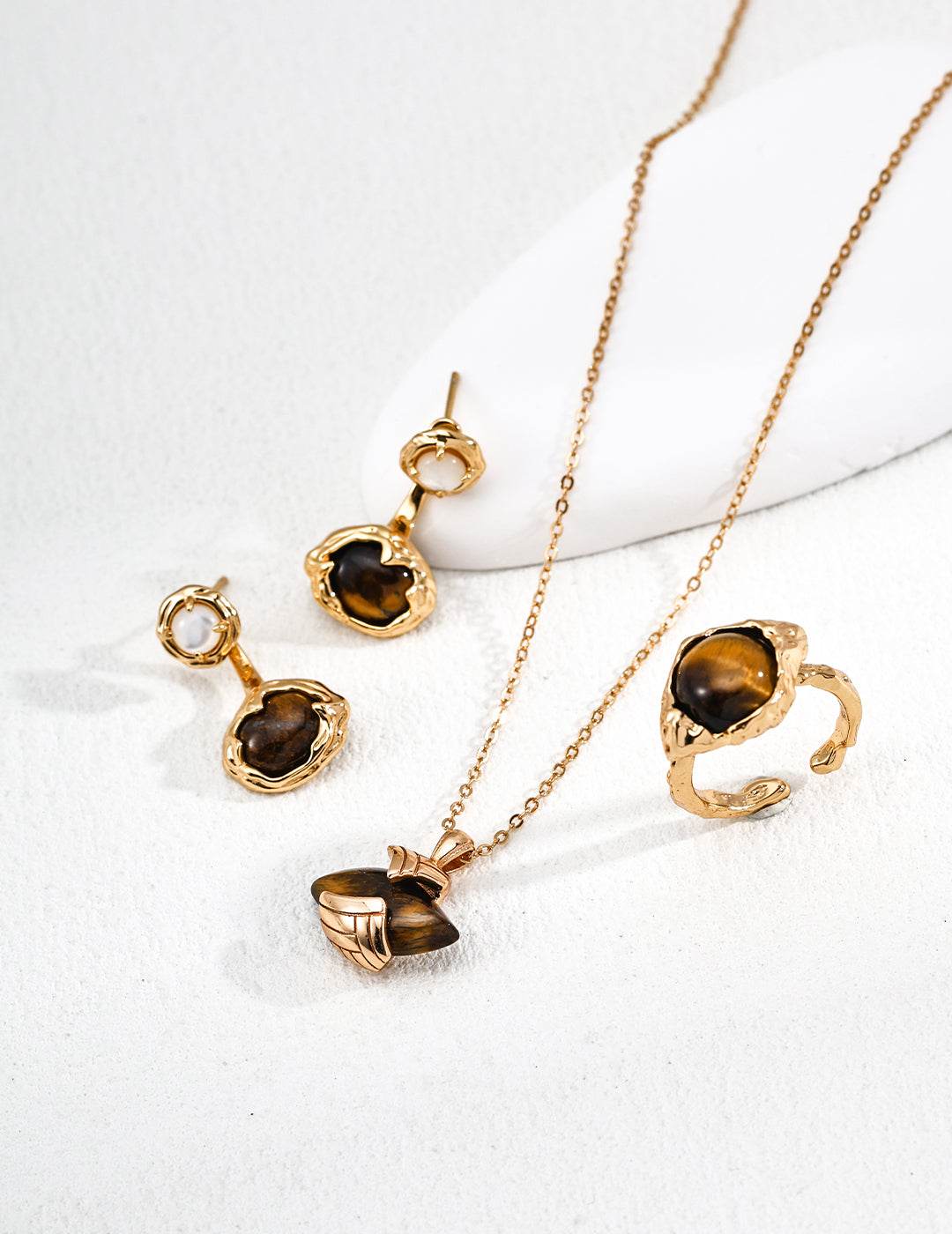S925 Silver Fashion Vintage Tiger Eye Stone Pendant Necklace