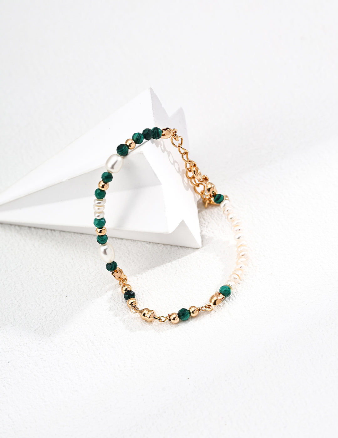 S925 silver vintage natural pearl malachite bracelet
