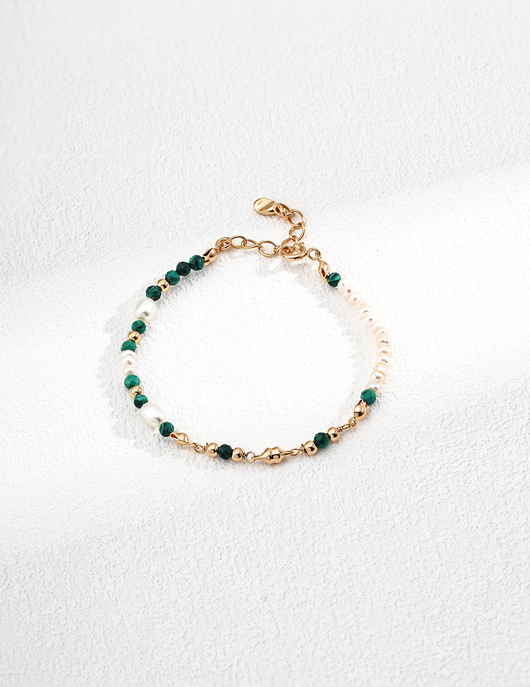 S925 silver vintage natural pearl malachite bracelet