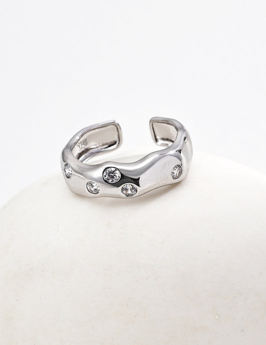 S925 silver simple zircon ring