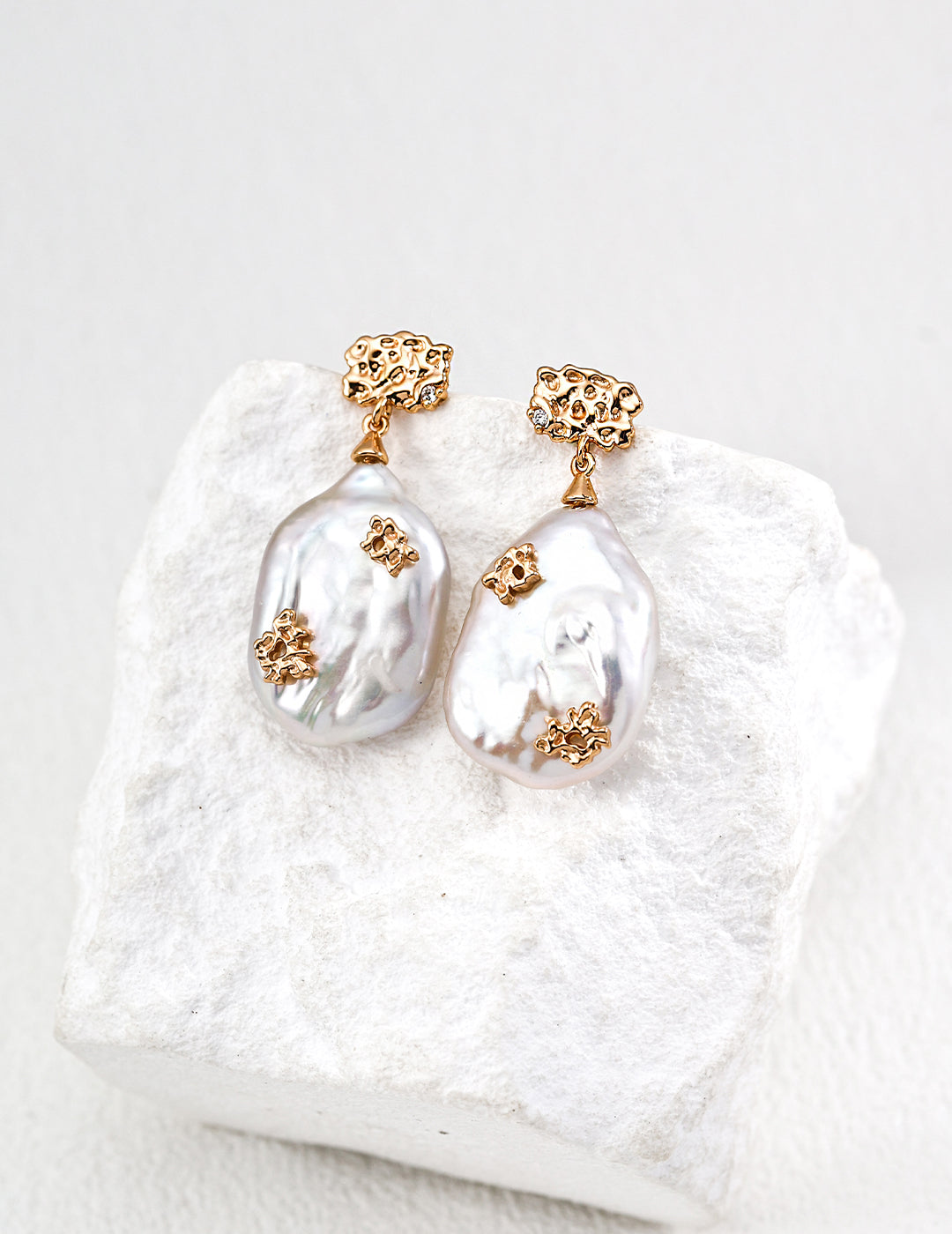 S925 silver vintage natural pearl zircon earrings