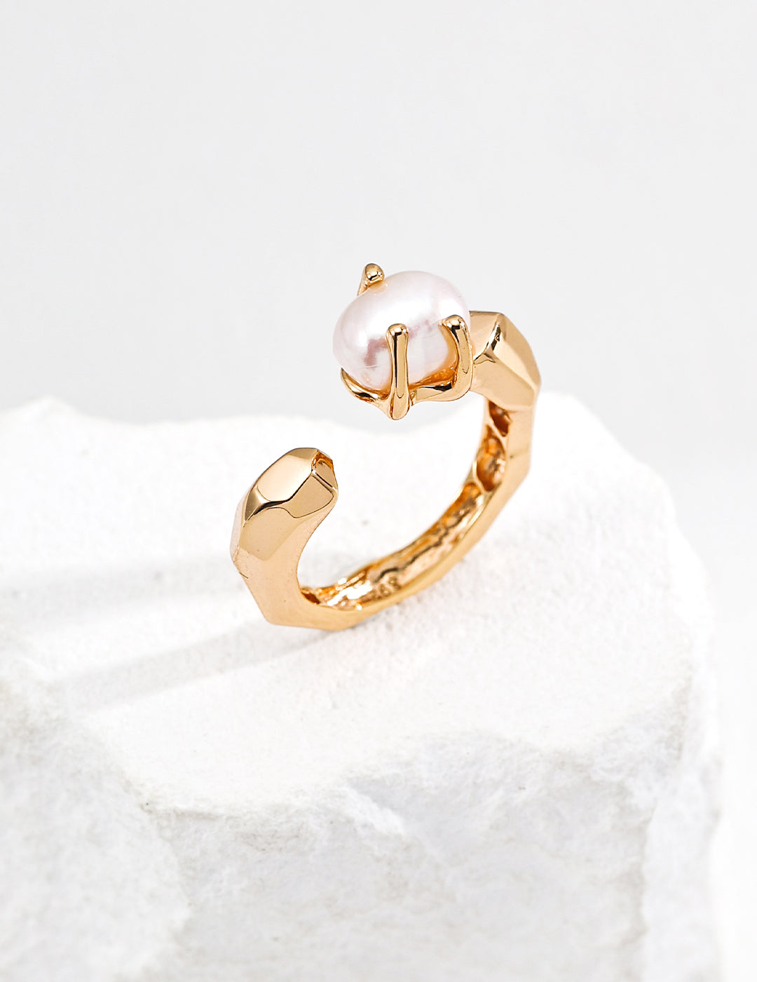 S925 silver simple natural pearl ring