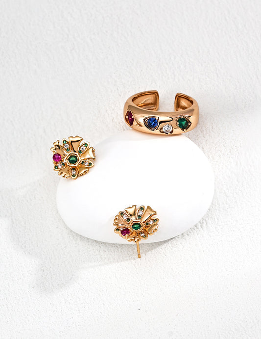 S925 silver vintage zircon earrings