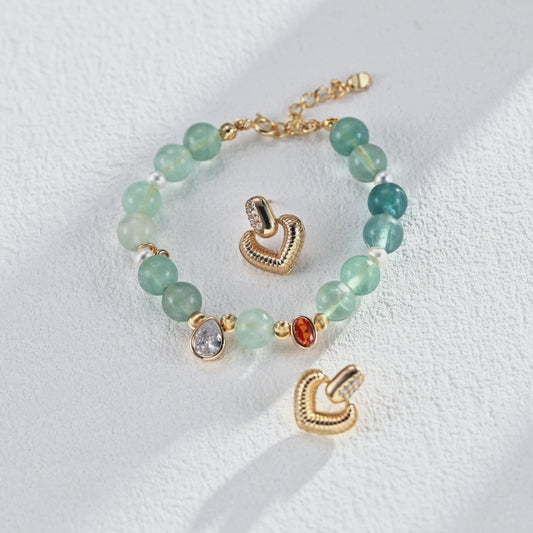S925 Stylish Natural Pearl, Green Fluorite, and Zircon Bracelet
