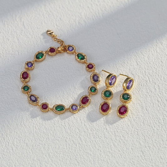 S925 silver fashionable colorful zircon earrings