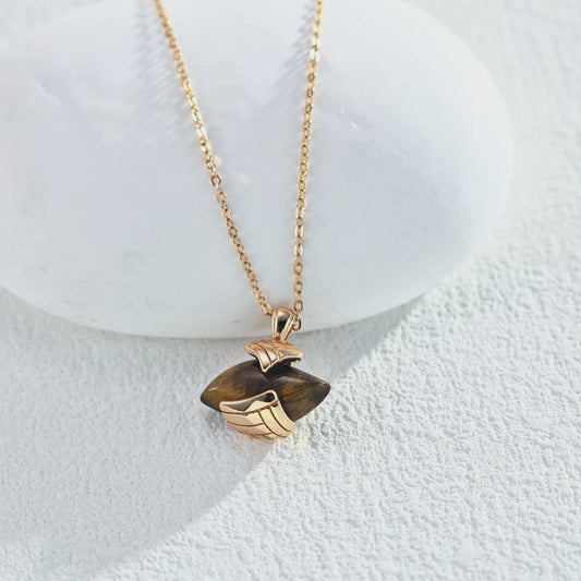 S925 Silver Fashion Vintage Tiger Eye Stone Pendant Necklace